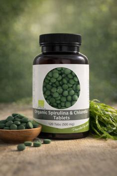 Nutrikraft - Comprimidos de Chlorella e Spirulina 120 Comprimidos Biológicos
