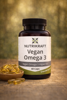 Nutrikraft - Cápsulas de Ômega-3 Vegano de Algas 500 mg 60 Cápsulas Líquidas